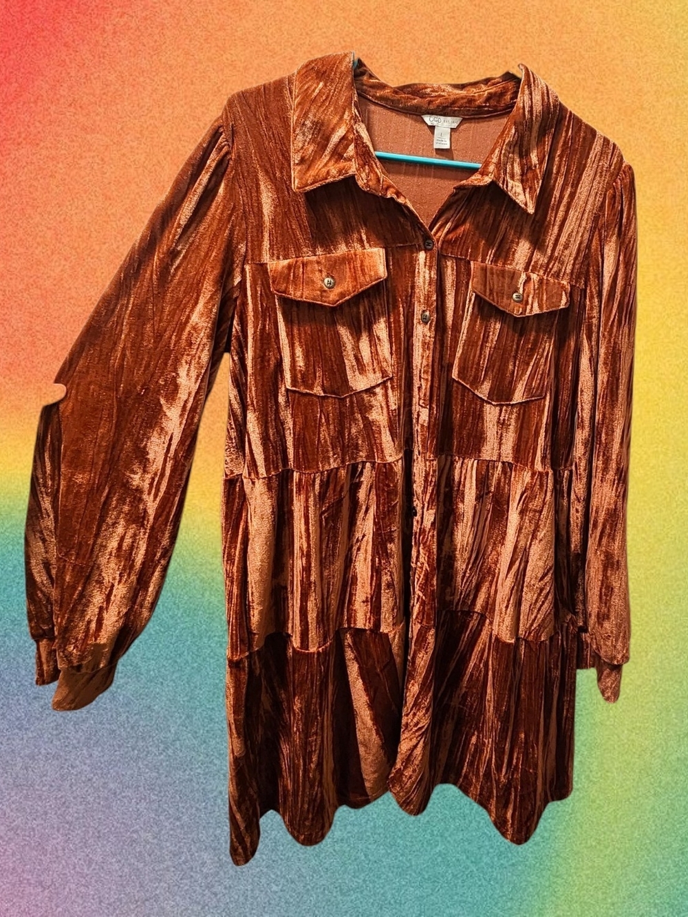 Cato Burnt Orange Velvet Button-Front Dress